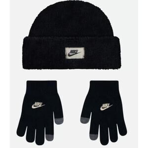 Nike Cozy Peak Beanie & Gloves Set Black NWT Youth